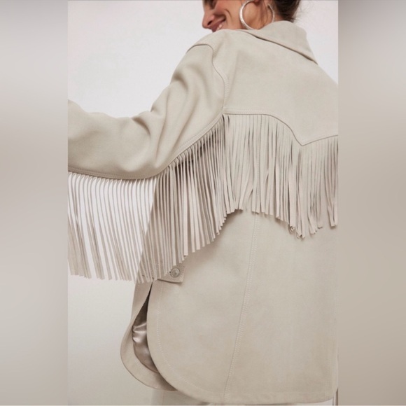 NWT Free People Fringe Out Genuine Suede Jacket Ivory - Picture 2 of 6